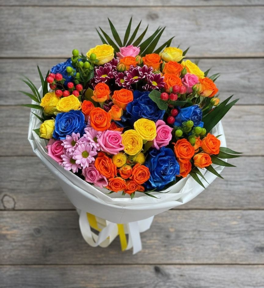 Букет цветов из: Розы и Хризантемы в Бердске