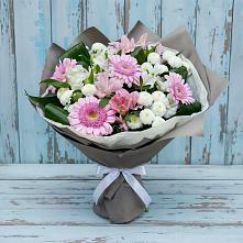 Букет цветов из:  Герберы, Альстромерии и Хризантемы в Бердске