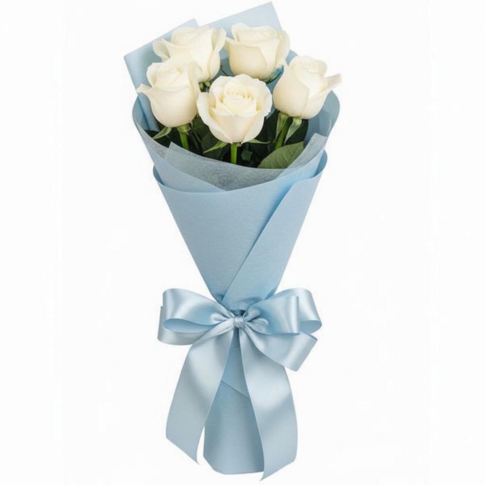 Букет 5 Белых роз Проуд в Бердске