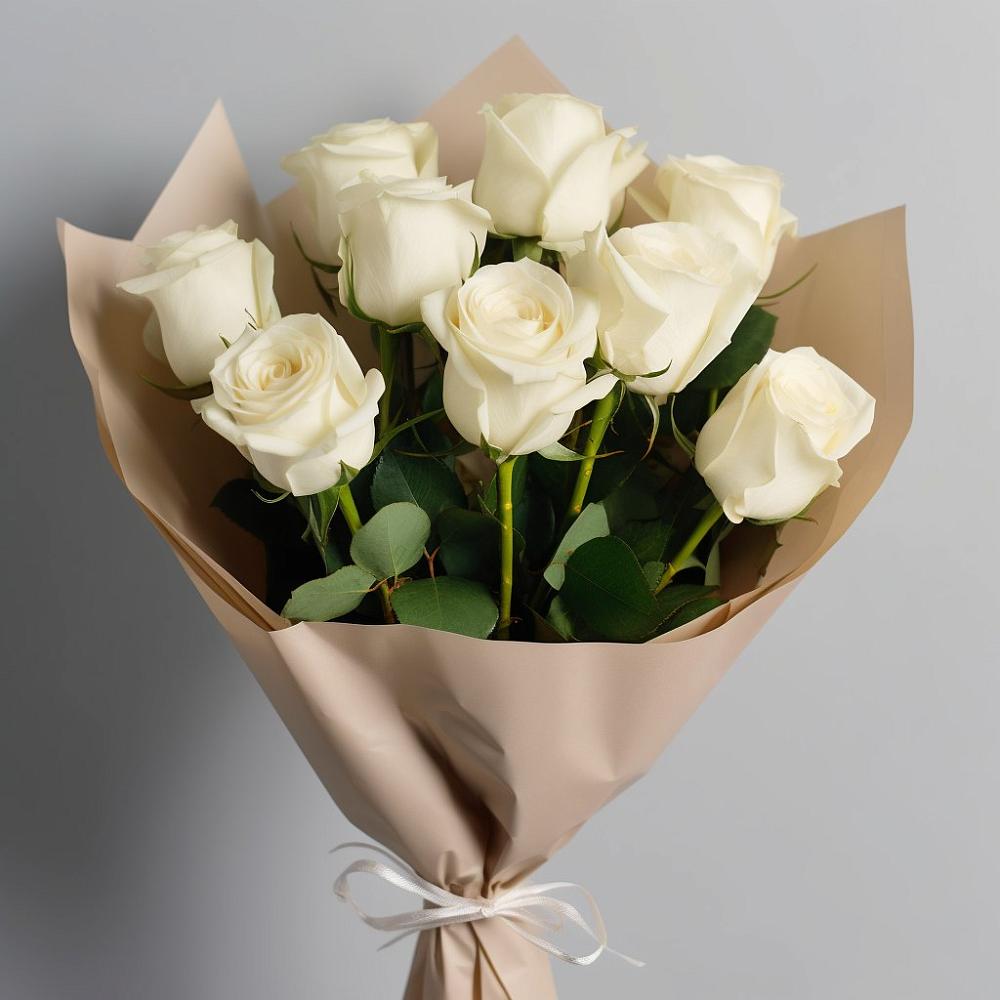 Букет 9 Белых роз Эдлесс Лав в Бердске
