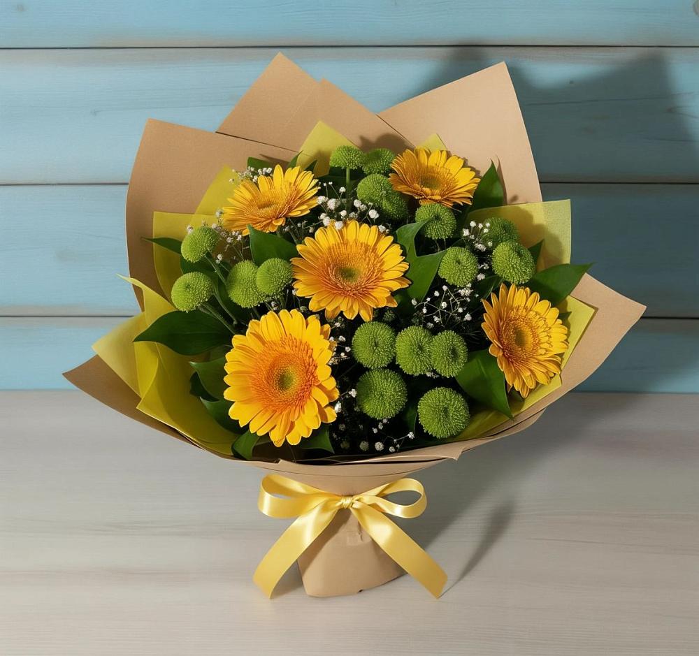 Букет цветов из: Герберы и Хризантемы в Бердске