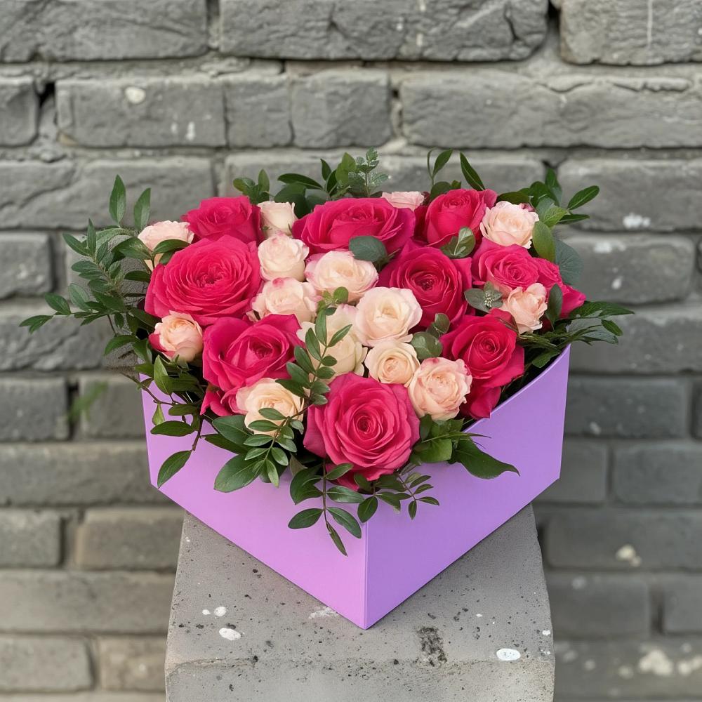 Цветочная композиция из Розы в коробке в Бердске