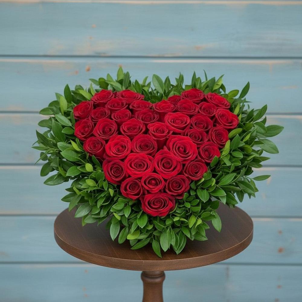 Цветочная композиция из Розы в виде сердца в Бердске