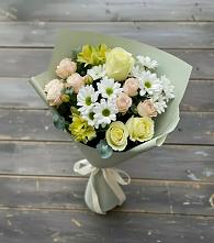Букет цветов из:  Альстромерии, Розы и Хризантемы в Бердске